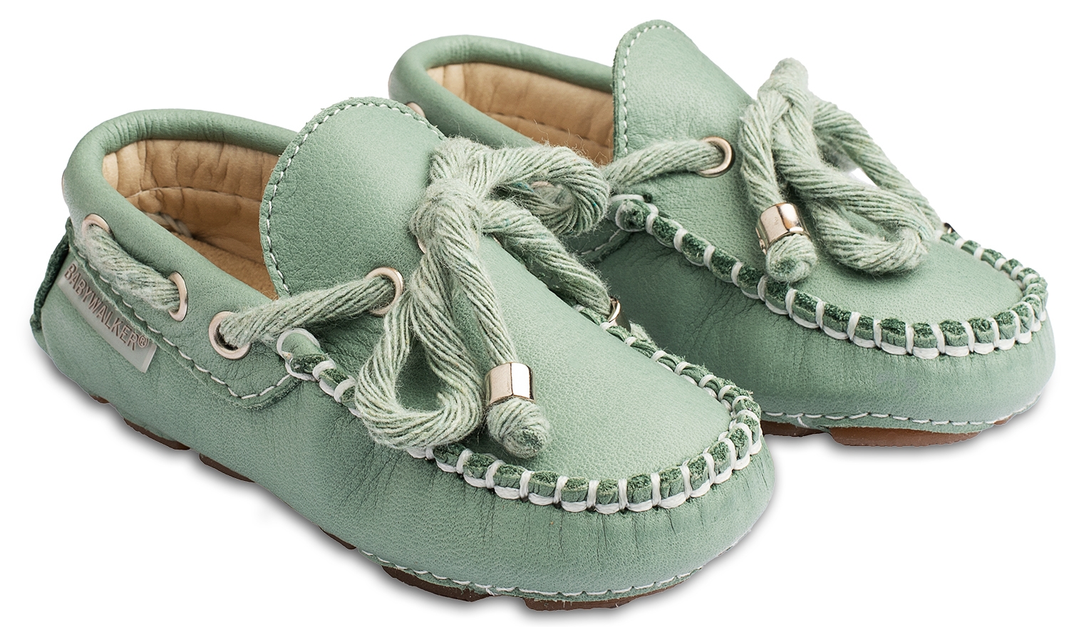 Babywalker Μοκασίνι Μέντα Δερμάτινο - Βαπτιστικά παπούτσια για αγόρι