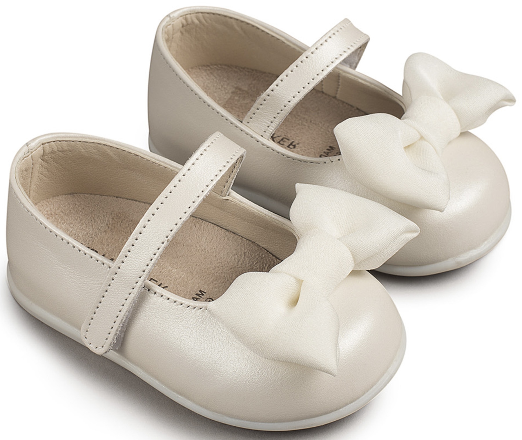 Babywalker μπαλαρίνα με φιόγκο Εκρού - Βαπτιστικά παπούτσια για κορίτσι