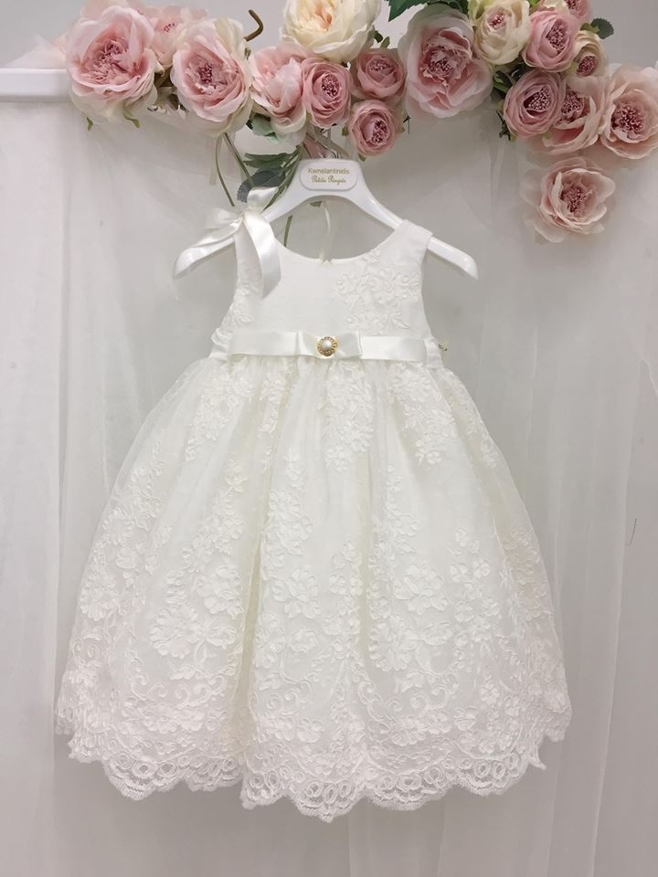 Βαπτιστικό φόρεμα με δαντέλα κορδονέ για πριγκίπισσες : 1