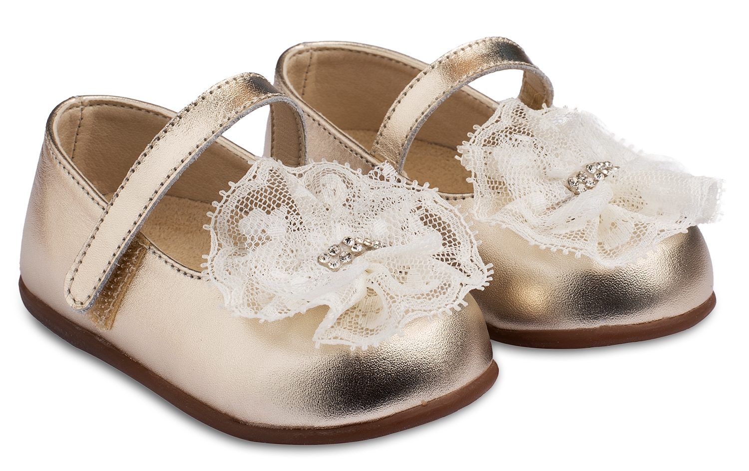 Babywalker Δαντέλα Gold - Βαπτιστικά παπούτσια για κορίτσι
