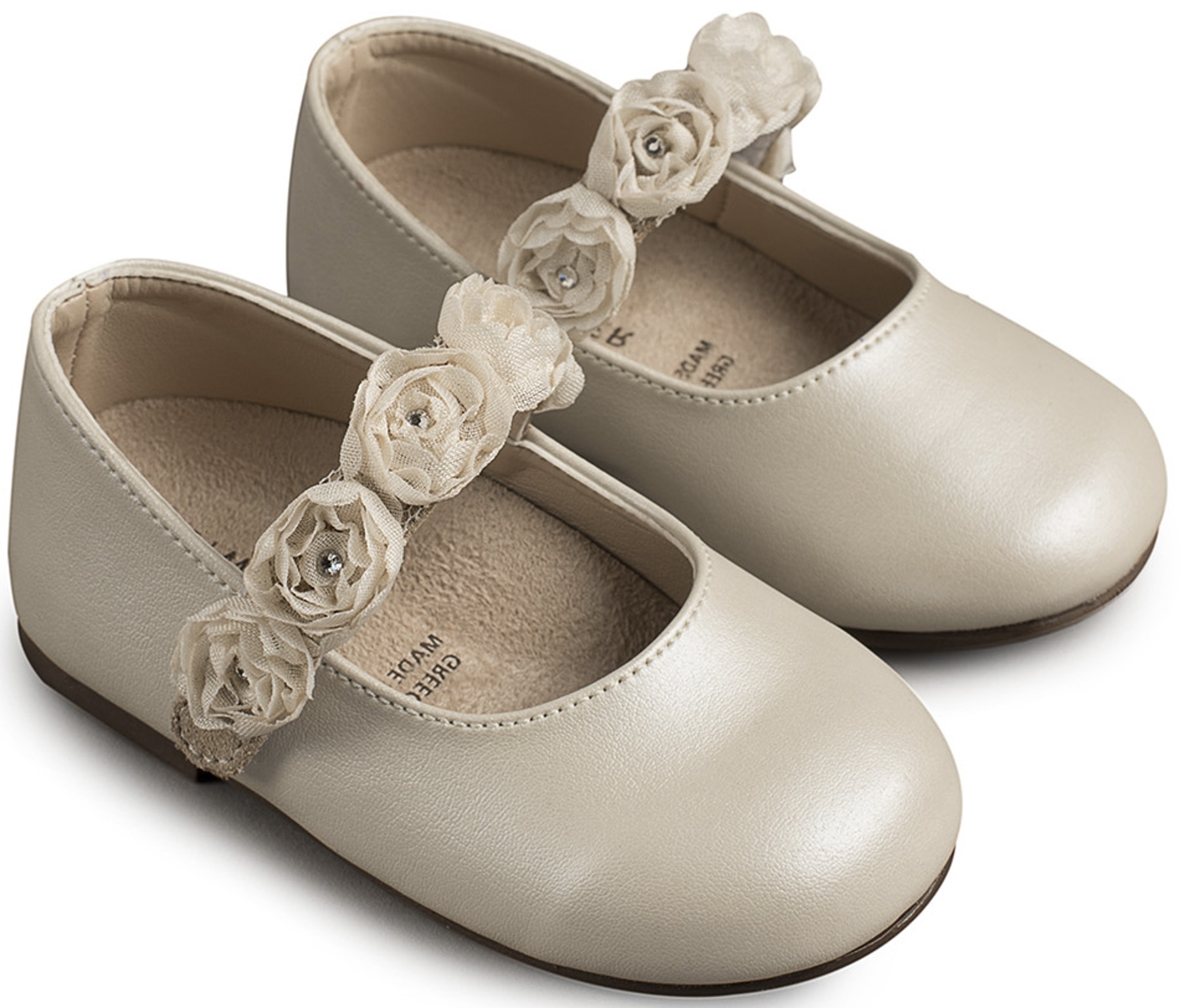 3523 babywalker βαπτιστικό παπούτσι για κορίτσι με λουλούδια στην μπαρέτα : 1