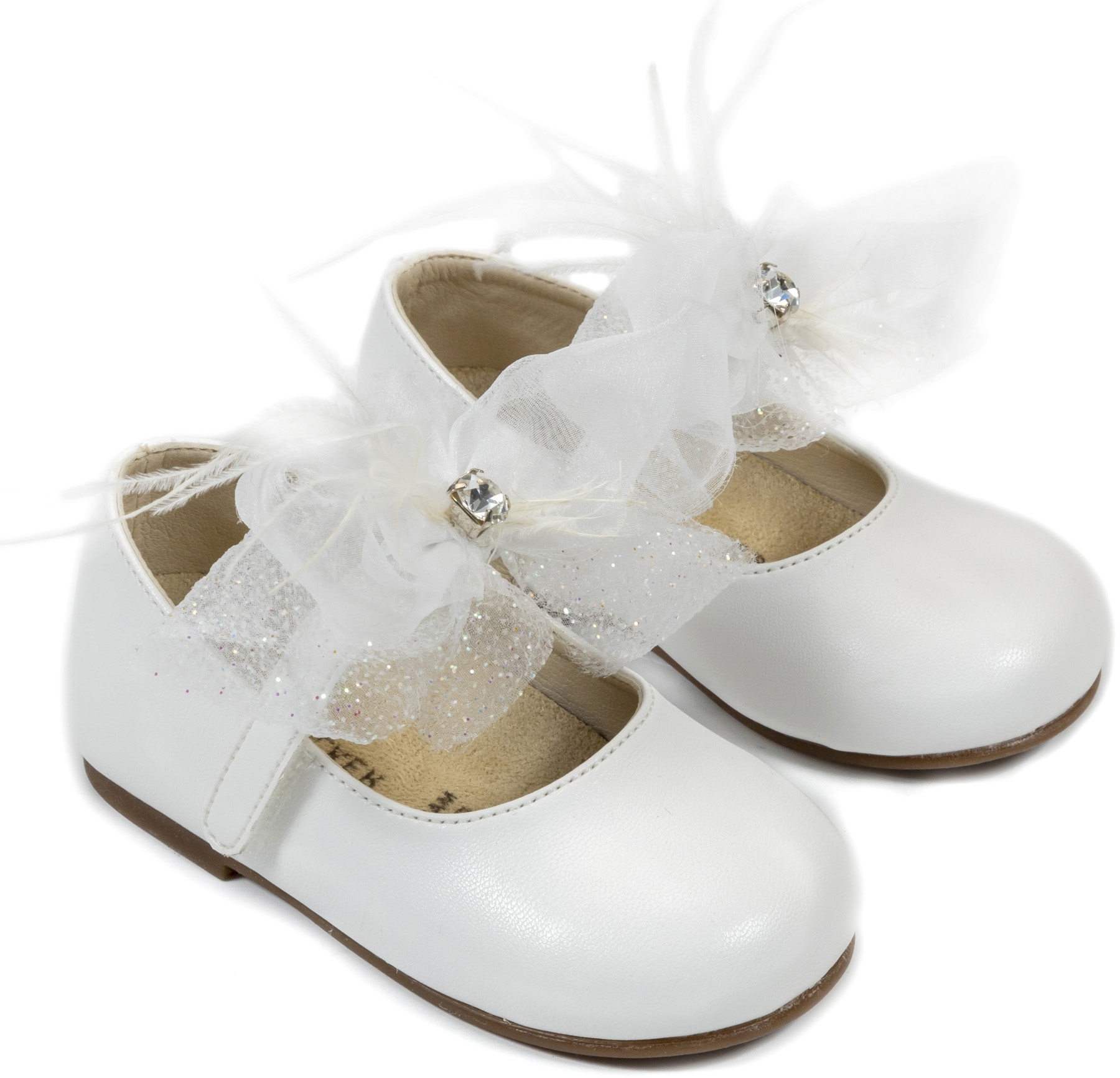 Babywalker Elegant Πούπουλο Λευκό - Βαπτιστικά παπούτσια για κορίτσι