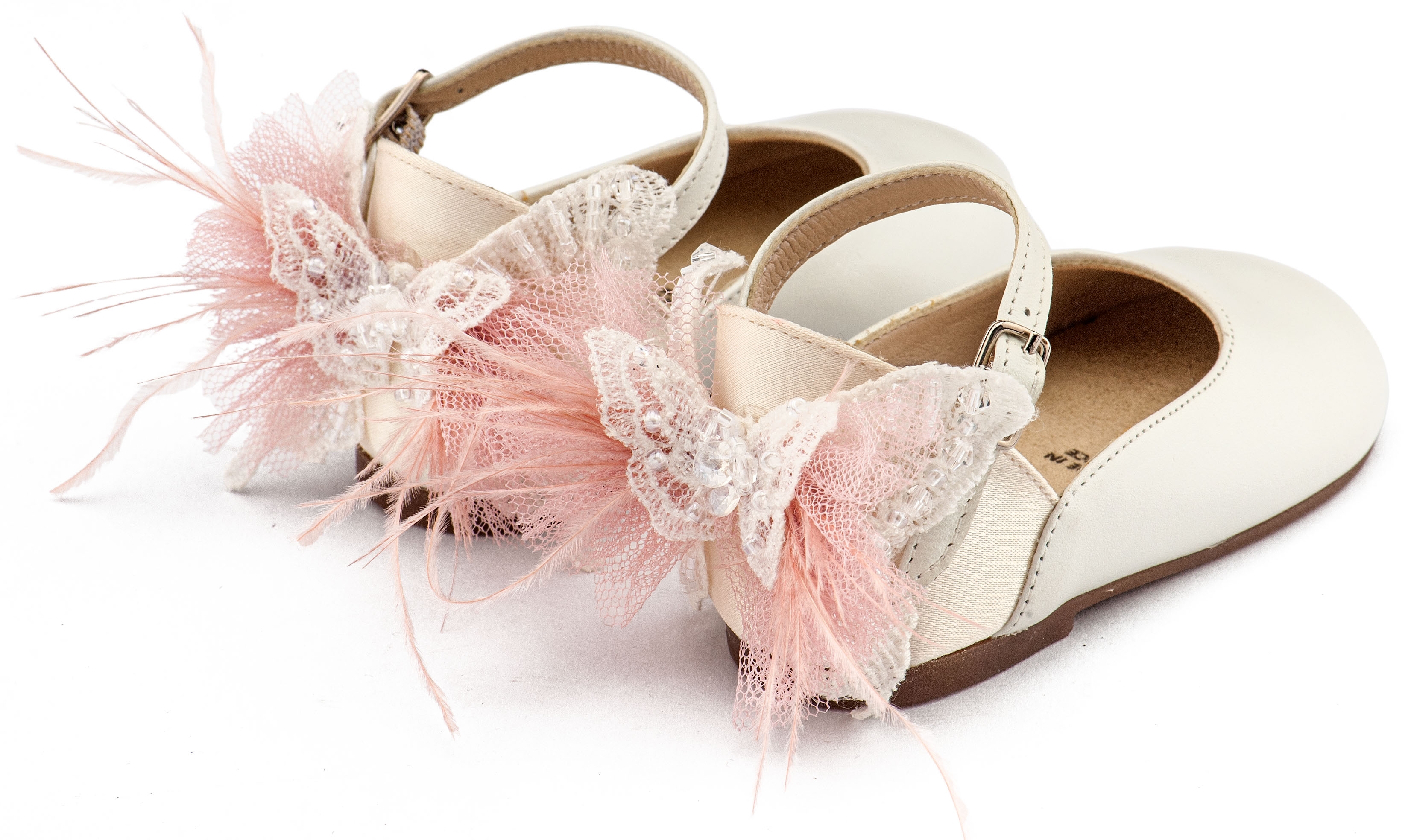 Γοβάκι με πεταλούδα υφασμάτινη Εκρού Ροζ Γοβάκι με πεταλούδα υφασμάτινη Εκρού Ροζ