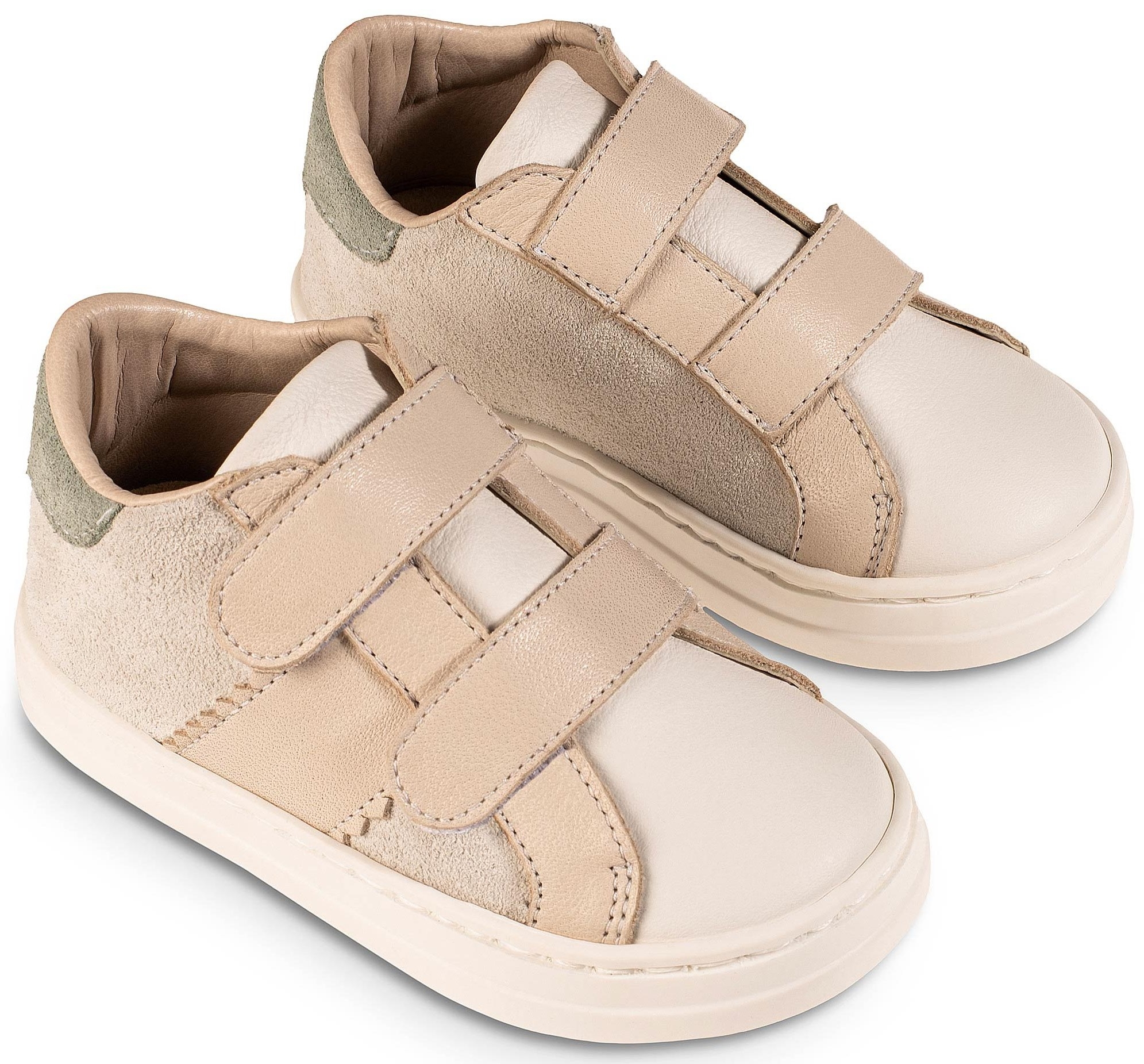 βαπτιστικά παπούτσια για αγόρι σνίκερ μπεζ λευκό μέντα babywalker : 1