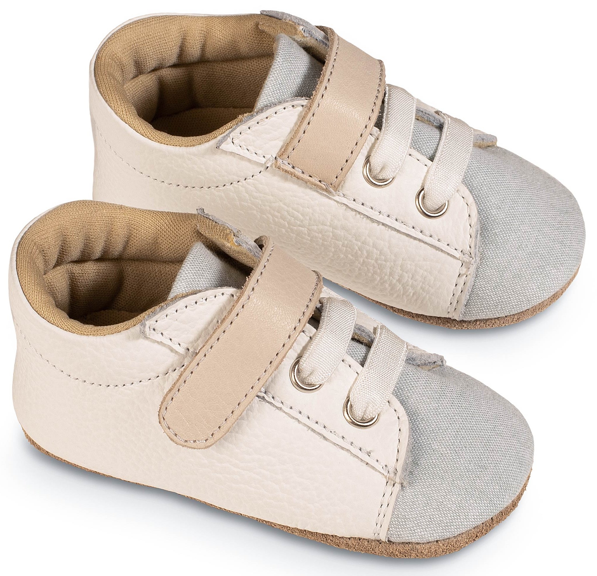 Babywalker Αγκαλιάς Μπεζ Μέντα - Βαπτιστικά παπούτσια για αγόρι