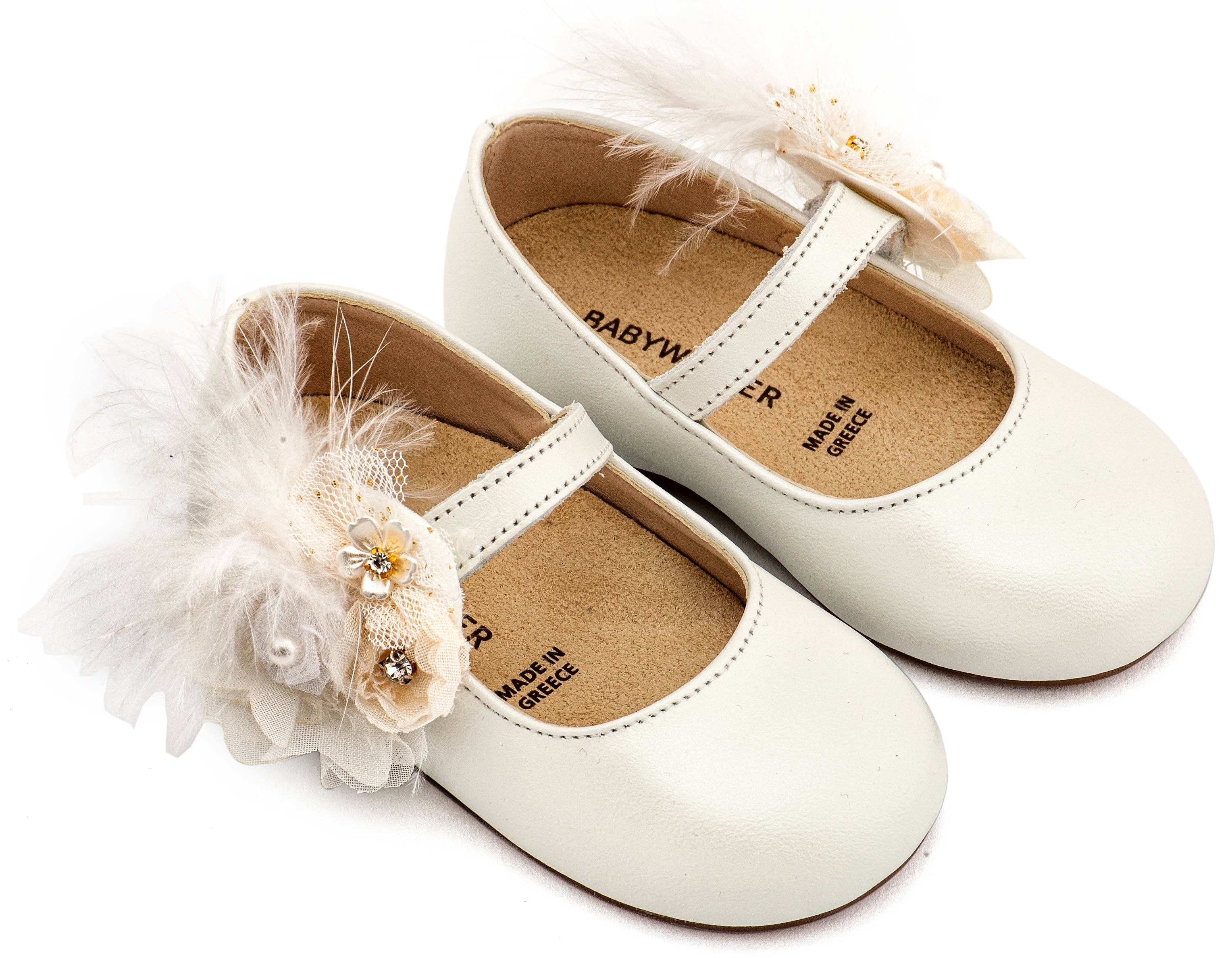 Babywalker Γοβάκι με πούπουλο εκρού Babywalker Γοβάκι με πούπουλο εκρού