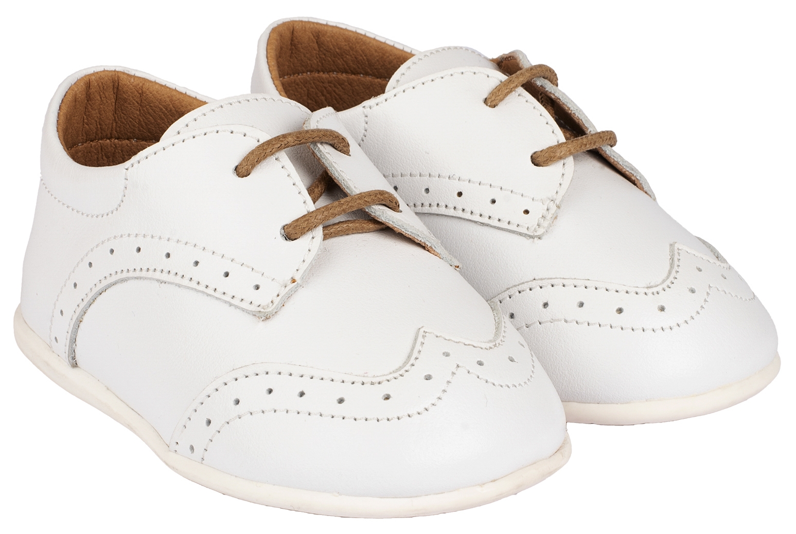 Babywalker πρώτα βήματα Δετό Brogues Λευκό - Βαπτιστικά παπούτσια για αγόρι