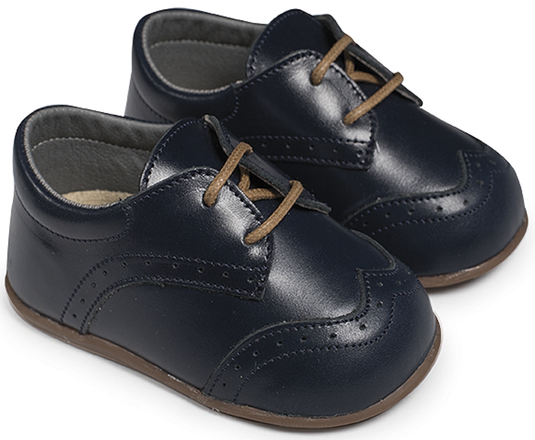 Babywalker πρώτα βήματα Δετό Brogues Μπλε - Βαπτιστικά παπούτσια για αγόρι