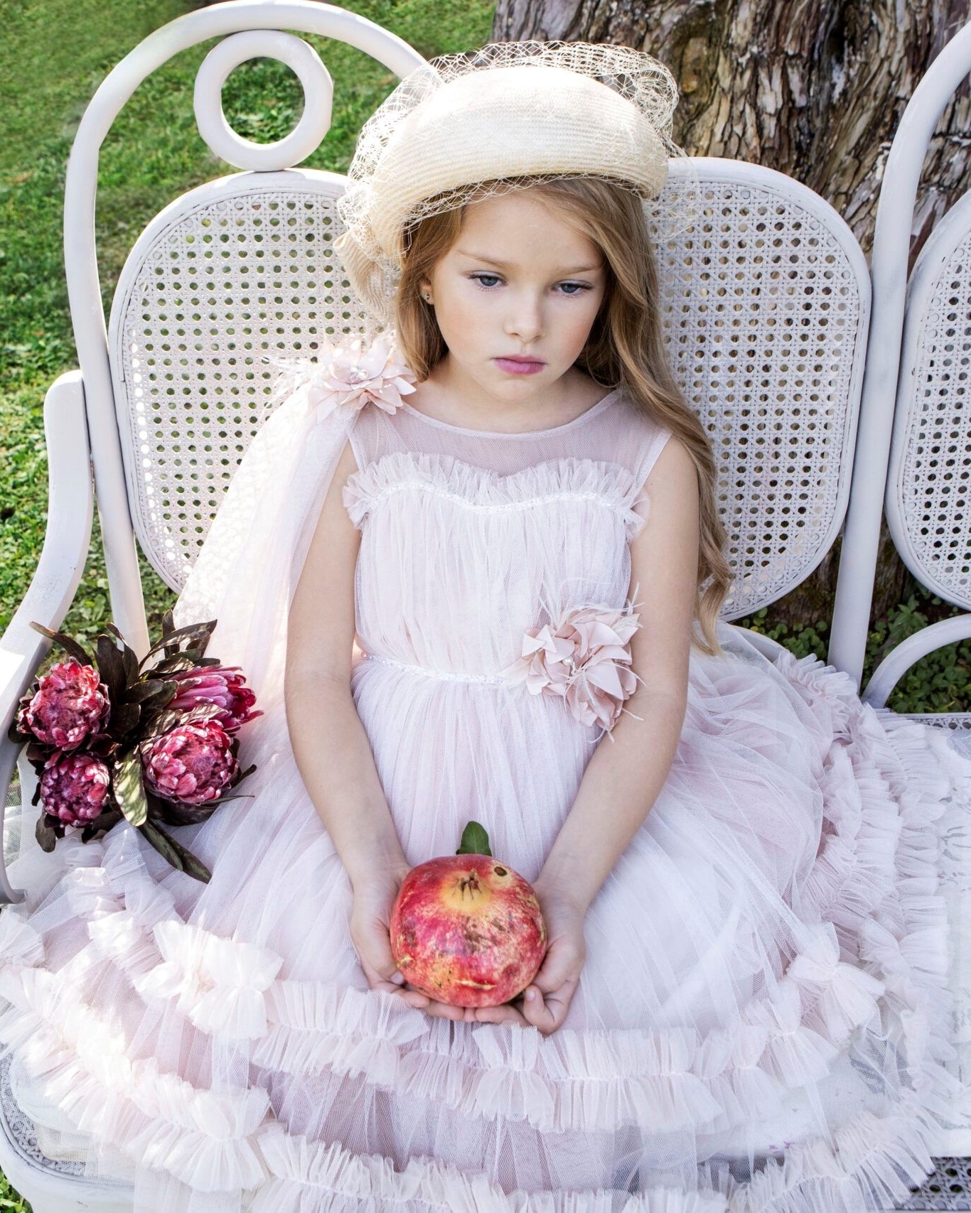 βαπτιστικά ρούχα για κορίτσι baby bloom σάπιο μήλο τούλινο ωραίο ρομαντικό καλοκαίρι βάπτιση λουλούδια : 1