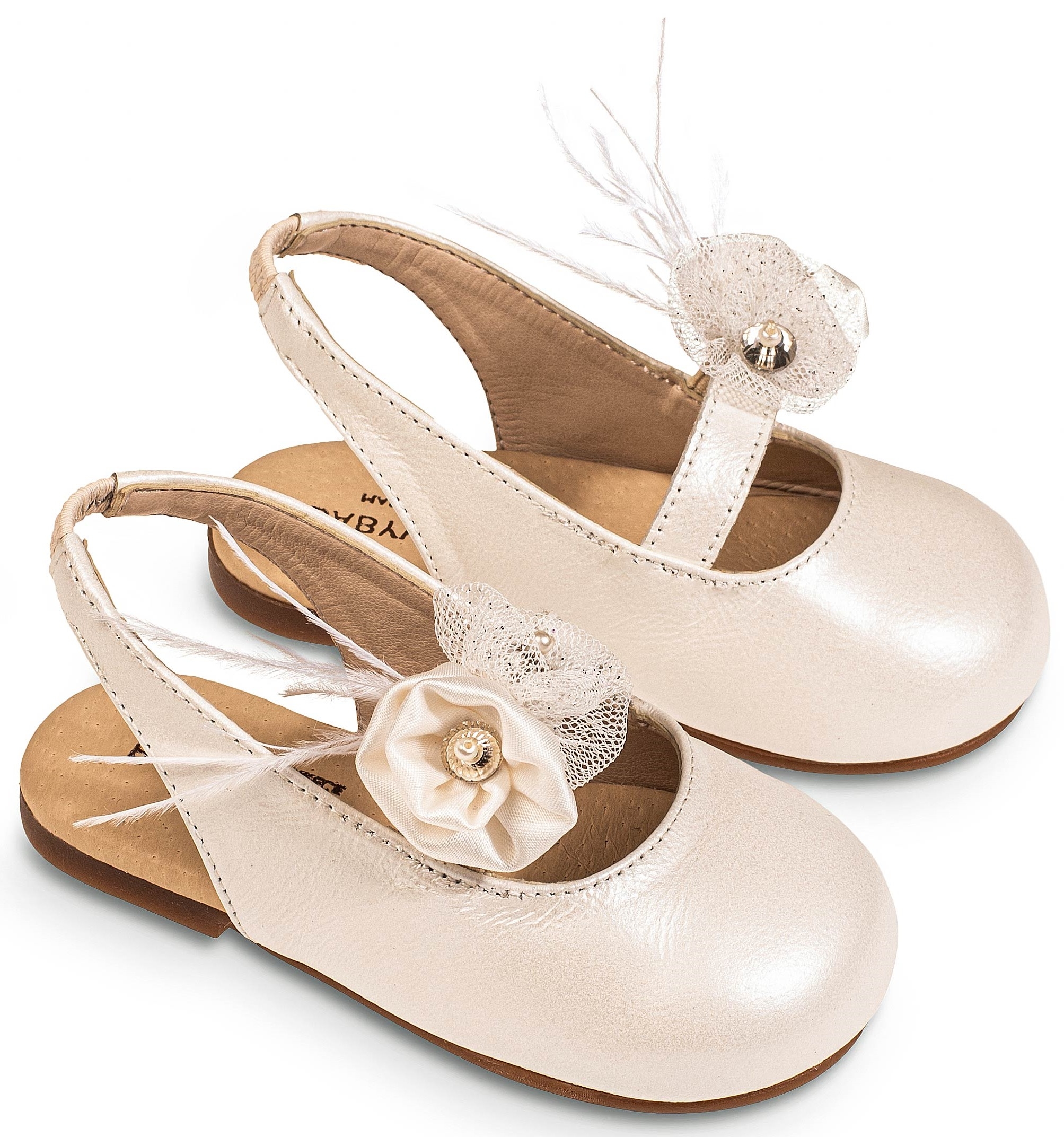 βαπτιστικά παπούτσια για κορίτσι ιβουάρ λευκό λουλούδι ξώφτερνο σαμπό περπατήματος παιδικά : 1