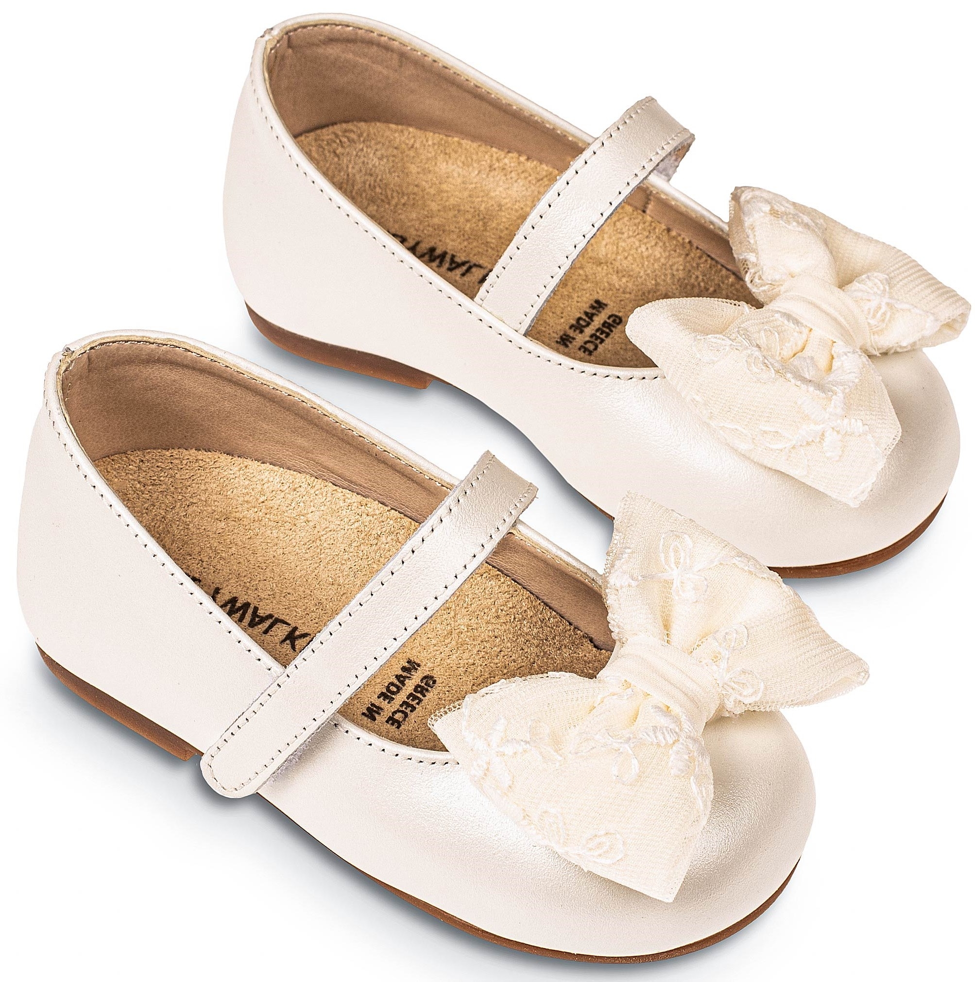 Γοβάκι με φιογκάκι εκρού - Βαπτιστικά παπούτσια για κορίτσι