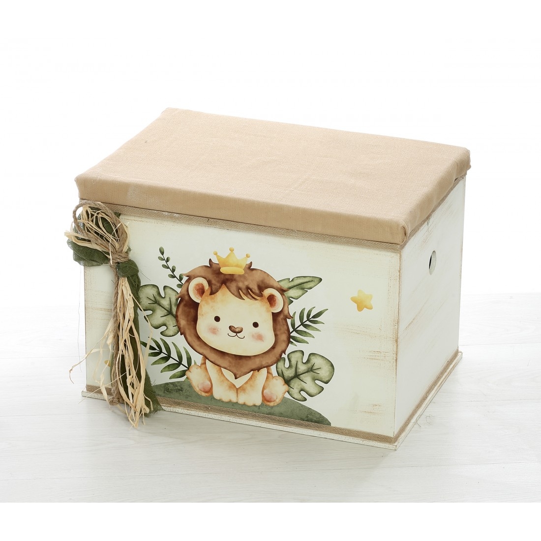 μπαουλο ξυλινο βαπτισης κουτι με λιονταρι μαξιλαρι ζουγκλα ζωάκια σαφαρι καθισματακι : 1