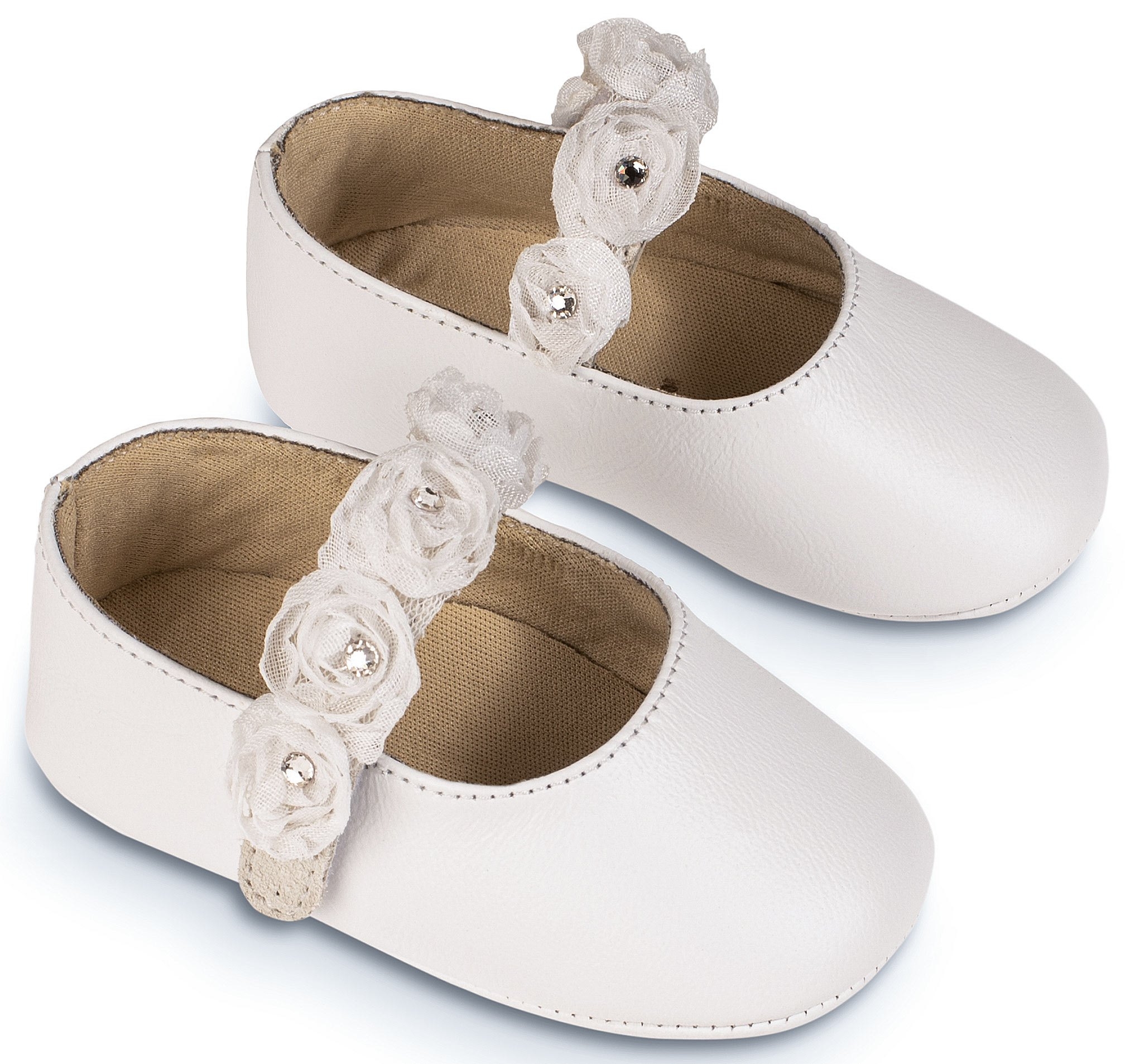 βαπτιστικά παπούτσια αγκαλίας για κορίτσι λευκό γοβάκι λουλούδια : 1
