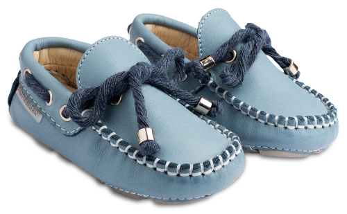 Babywalker Μοκασίνι Σιέλ Δερμάτινο - Βαπτιστικά παπούτσια για αγόρι