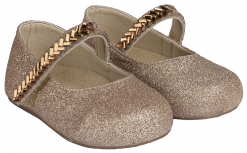 Babywalker χρυσό με μεταλλιζέ μπαρέτα - Βαπτιστικά παπούτσια για κορίτσι