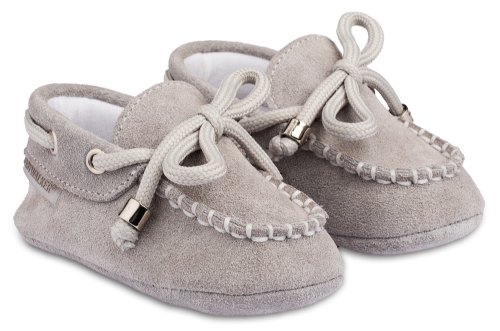 Babywalker Μοκασίνι Αγκαλιάς Γκρι - Βαπτιστικά παπούτσια για αγόρι