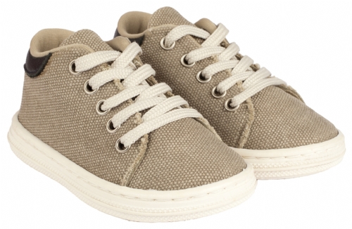 Βabywalker Sneaker Canvas Μπεζ - Βαπτιστικά παπούτσια για αγόρι