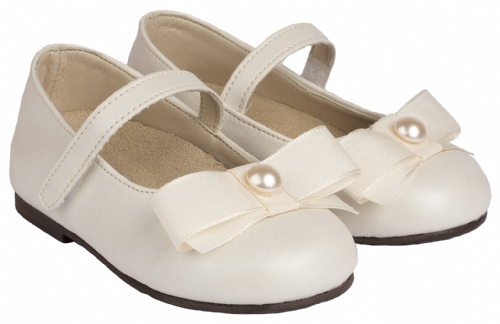 Babywalker Πέρλα Εκρού Φιογκάκι - Βαπτιστικά παπούτσια για κορίτσι