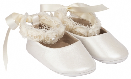 Babywalker αγκαλιάς Μπαλαρινέ Εκρού - Βαπτιστικά παπούτσια για κορίτσι