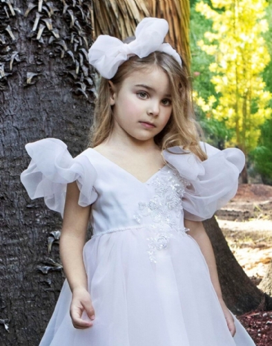 βαπτιστικά ρούχα για κορίτσι babybloom λευκό απλό μανίκια