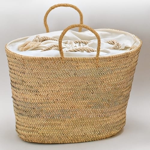 Τσάντα ψάθινη με εσωτερική τσάντα