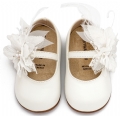 Babywalker βαπτιστικό παπούτσι λευκό εντυπωσιακό λουλούδι στρας πούπουλο 2658 : 2