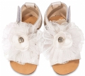 βαπτιστικά παπούτσια πέδιλο κορίτσι λευκό εκρού ιβουάρ πούπουλο λουλούδι δερμάτινο ανατομικό babywablker bw4827 : 2