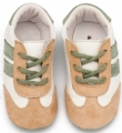Τρίχρωμο Δετό Δερμάτινο Sneakers σε Λευκό Μπεζ Μέντα Χρώμα : 2