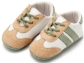 Τρίχρωμο Δετό Δερμάτινο Sneakers σε Λευκό Μπεζ Μέντα Χρώμα : 3