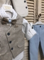 Βαπτιστικά ρούχα για αγόρι,γιλέκο μπεζ ψάθα με παπιγιόν χάρτη ύφασμα : 2