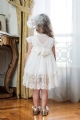 εξαιρετικό ρομαντικό φόρεμα βάπτισης ιβουάρ άσπρο με δαντέλα λουλούδια τρέσα : 5