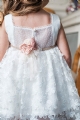 φόρεμα βάπτισης με διαφάνεια στη πλάτη,ζώνη και δαντέλα στη φόυστα με λουλούδια : 3