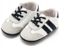 Τρίχρωμο Δετό Δερμάτινο Sneakers σε Λευκό Γκρι Μπλε Χρώμα mi1129 : 3