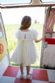 βαπτιστικό φόρεμα πουά μανίκι πούπουλο bambolino βαπτιστικά για κορίτσι : 3