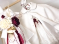 φόρεμα βάπτισης για κορίτσι δαντέλα με μανίκι και κάπα λευκή  : 2