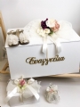 κουτί ξύλινο βάπτισης με λουλούδια δαντέλα οργαντίνα όνομα plexiglass : 4
