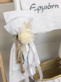 boho λαμπάδα βάπτισης κορίτσι λευκός φιόγκος κοφτό μπριντερί σχοινί λουλούδι : 4