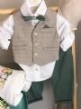 βαπτιστικό ρούχο για αγόρι μέντα μπεζ κουστουμάκι : 3