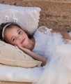 βαπτιστικά ρούχα για κορίτσι baby bloom λευκή δαντέλα ανοιχτή πλάτη πουά κορδέμα στο κεφάλι : 2
