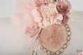 Λαμπάδα Ροζ Χρυσή με λουλούδια οργαντίνα : 3