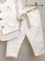 βαπτιστικά ρούχα για αγόρι καλοκαιρινό λευκό μπεζ απλό μοντέρνο ξύλινο παπιγιόν λευκό μπεζ μέντα βάπτιση αγόρι : 3