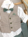 βαπτιστικά ρούχα αγόρι μπεζ μέντα μοντέρνο απλό αστεράκια γιλέκο ωραίο απλό : 7
