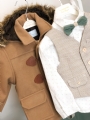 βαπτιστικό ρούχο για αγόρι χειμερινό με παλτό μπουφάν μοντγκόμερι ταμπά πράσινο μπεζ ρούχο βάπτισης : 2