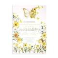 προσκλητήριο βάπτισης κορίτσι πεταλούδα λουλούδια χρυσό κίτρινο χρυσοτυπία μεταλλοτυπία άνοιξη καλοκαίρι νεραιδα : 3