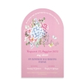 προσκλητήριο βάπτισης κορίτσι αερόστατο λουλούδια ροζ φουξ σιέλ βεραμάν παστέλ χρώματα άνοιξη λευκό  : 4