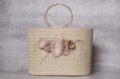 βαπτιστικό σετ για κορίτσι boho τσάντα ψάθινη με λουλούδια χρυσός κρίκος plexiglass όνομα χρυσό : 2
