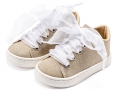 Sneaker απο Μεταλιζέ Ύφασμα και Δέσιμο Κορδέλα Οργάντζας σε χρυσό Χρώμα. : 3