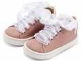 Sneaker απο Μεταλιζέ Ύφασμα και Δέσιμο Κορδέλα Οργάντζας σε Ροζ Χρώμα. : 3